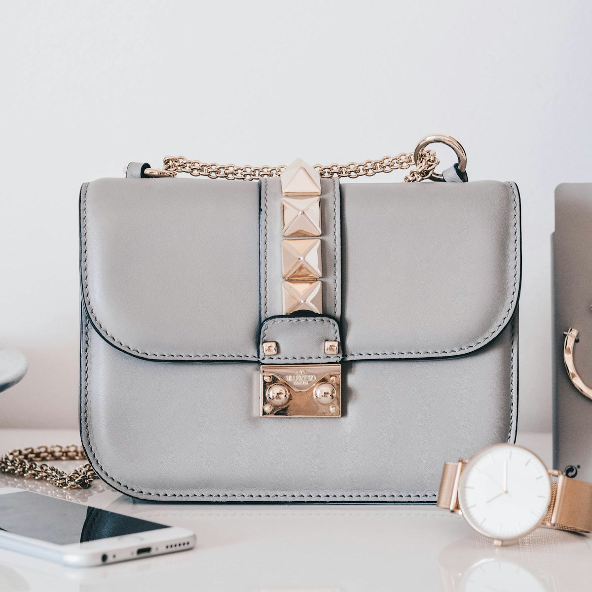 Grey Structured Handbag