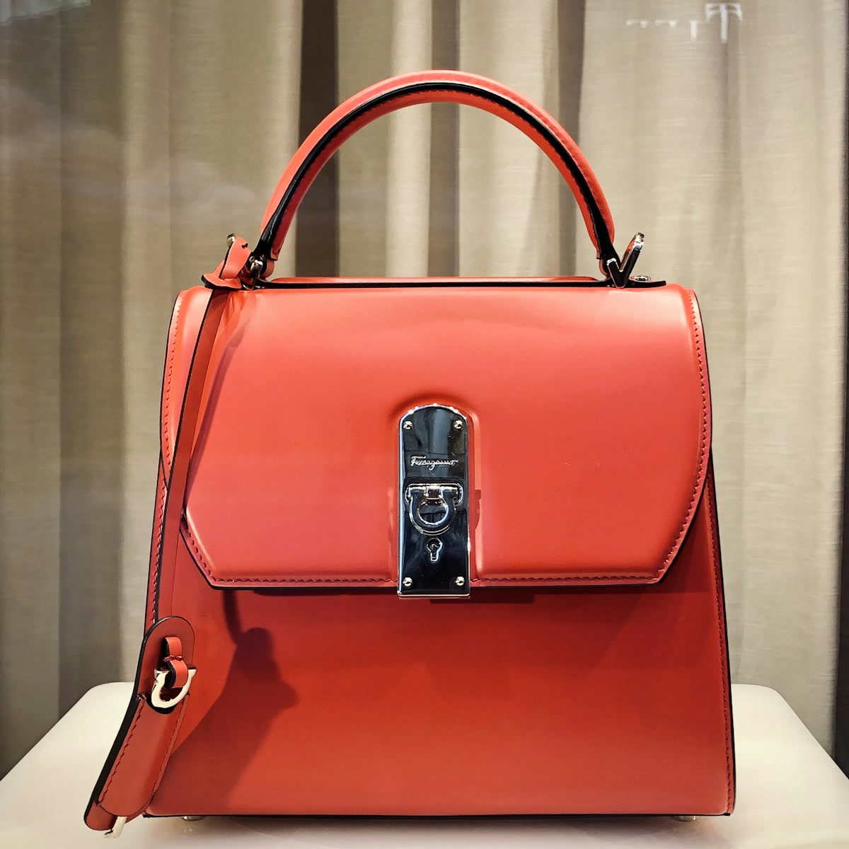 Red Structured Leather Bag