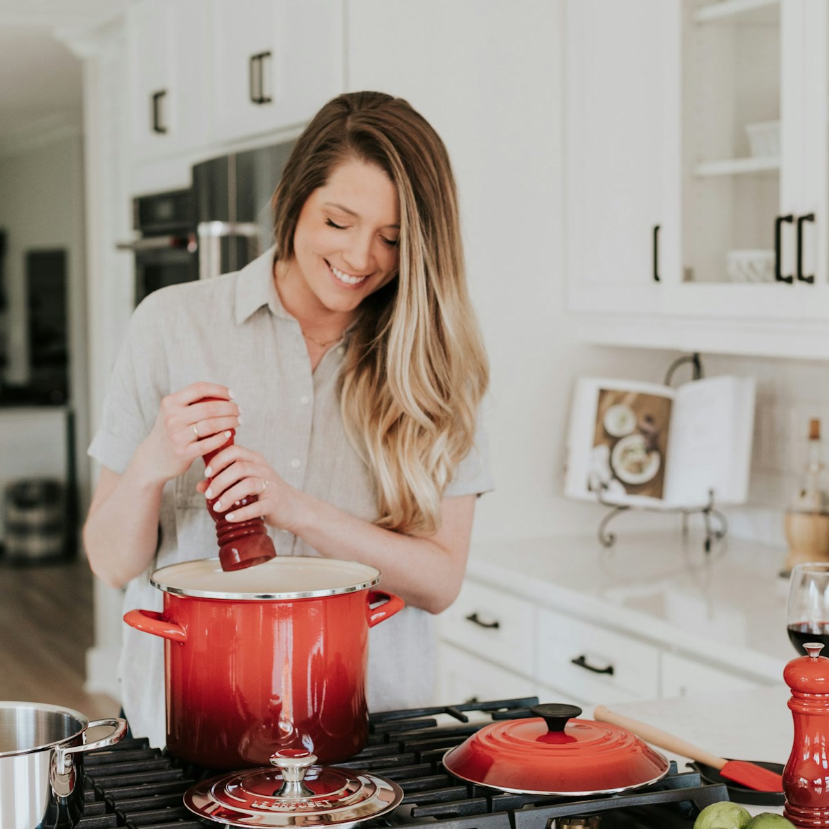 Woman Cooking (Red Pot)